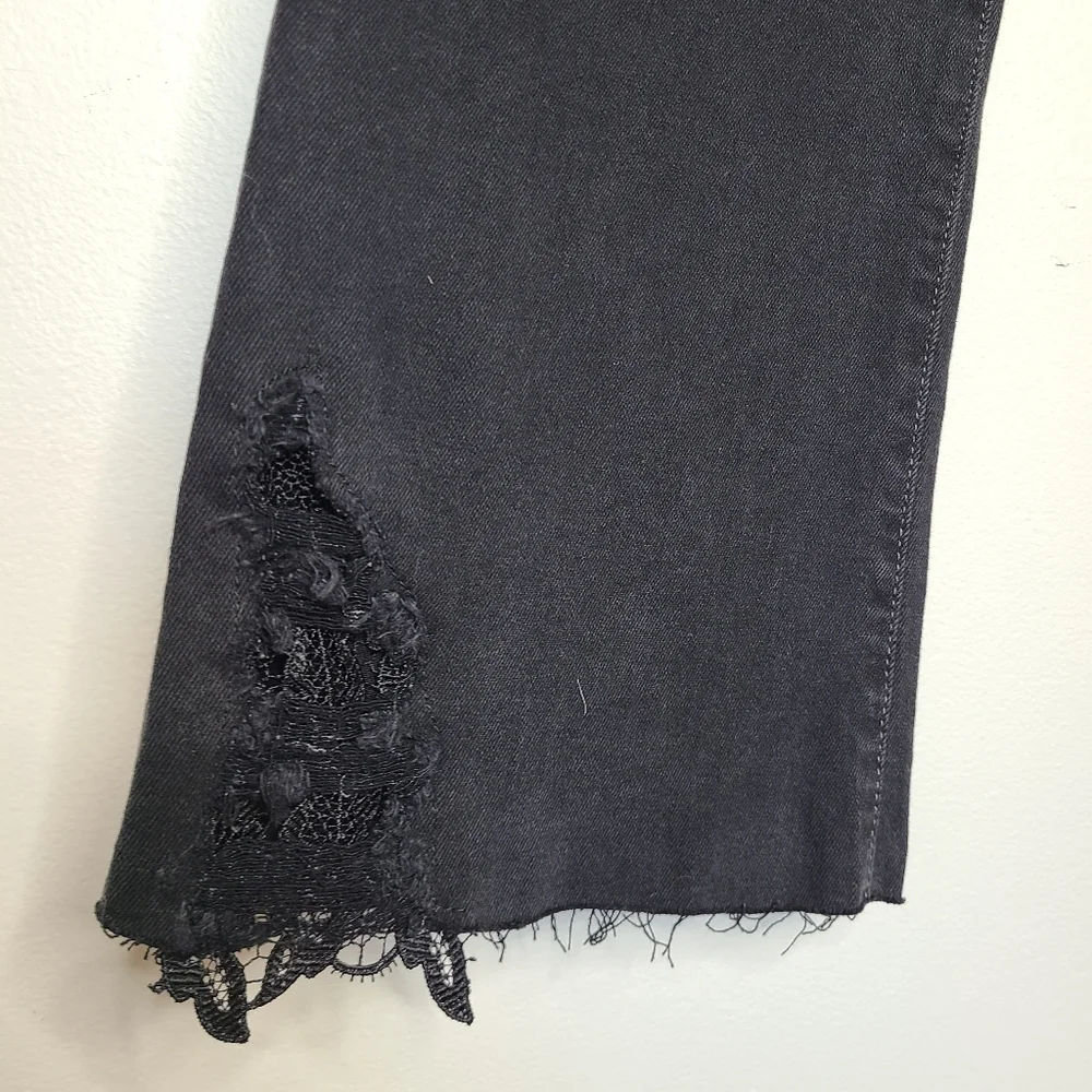 J Brand Belena Hendrix Reign Black Denim Jeans Lace Inset Demi Bootcut 28 - Picture 5 of 7